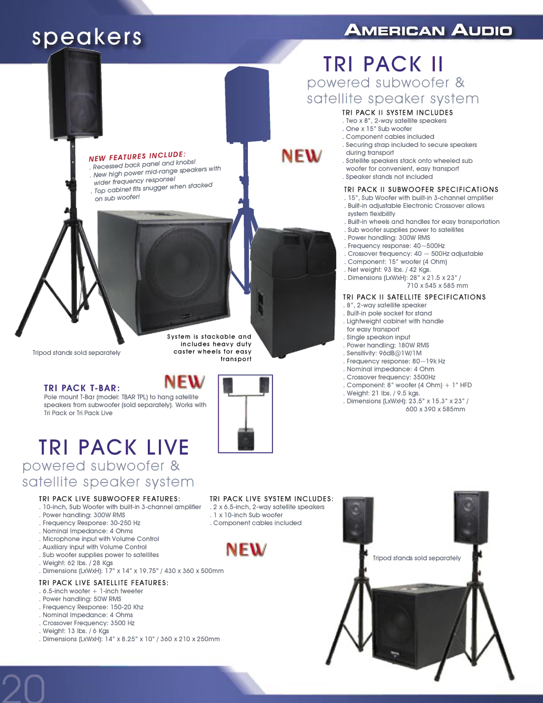 American Audio MCD-810 manual Speakers, Powered subwoofer & satellite speaker system 