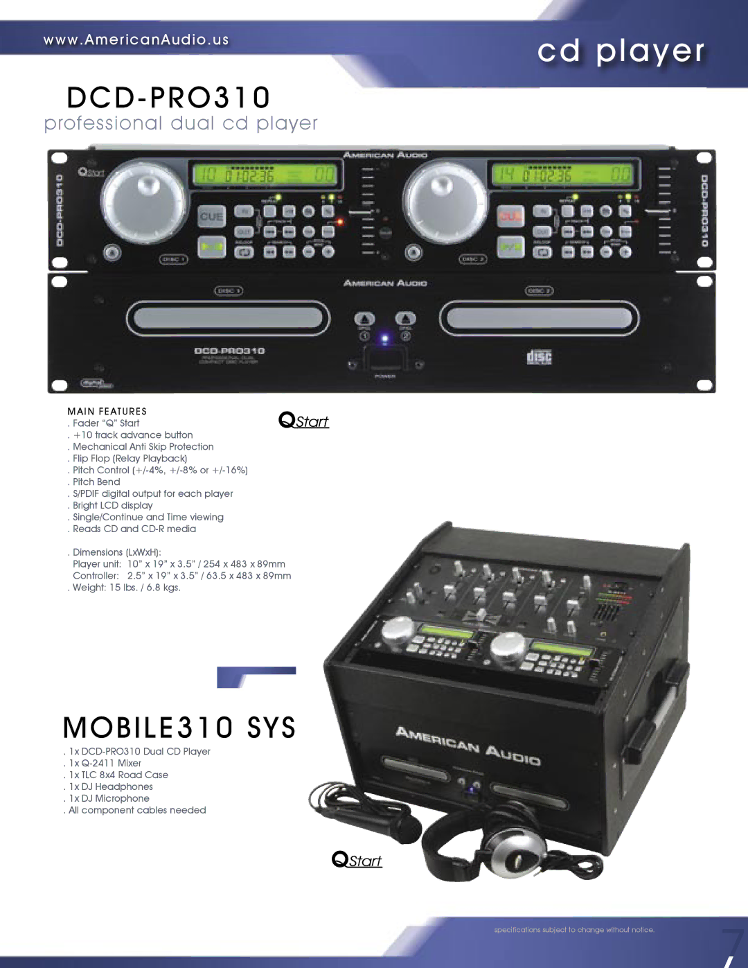 American Audio MCD-810 manual DCD-PRO310, MOBILE310 SYS 