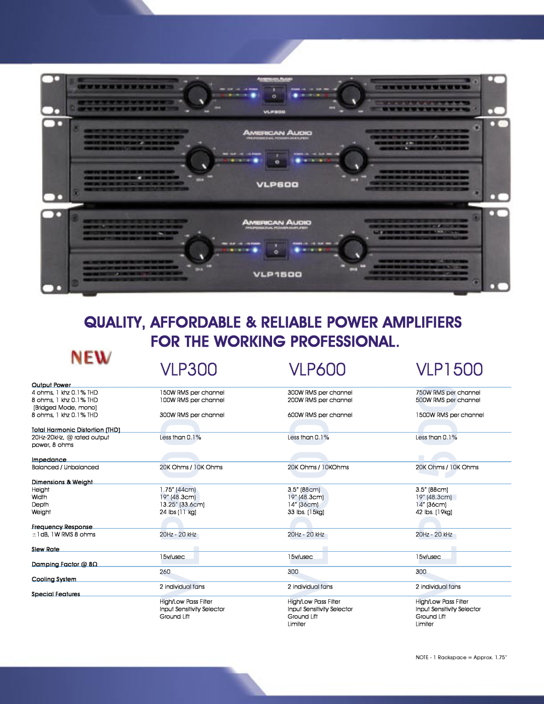 American Audio MCD-810 manual VLP300 VLP600 VLP1500, Quality, Affordable & Reliable Power Amplifiers, amplifiers 