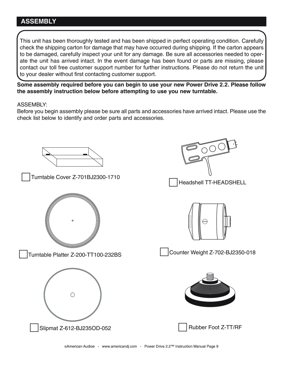 American Audio POWERDRIVE22.pdf manual Assembly 