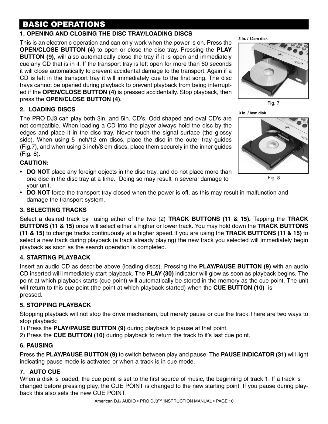 American Audio PRO DJ 3 manual Basic Operations 