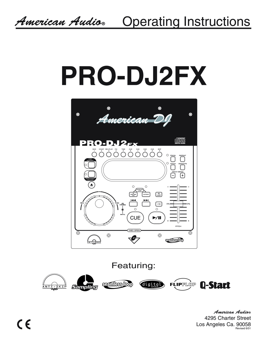 American Audio PRO-DJ2FX operating instructions American Audio Operating Instructions, Featuring, Sampling, Flipflop 