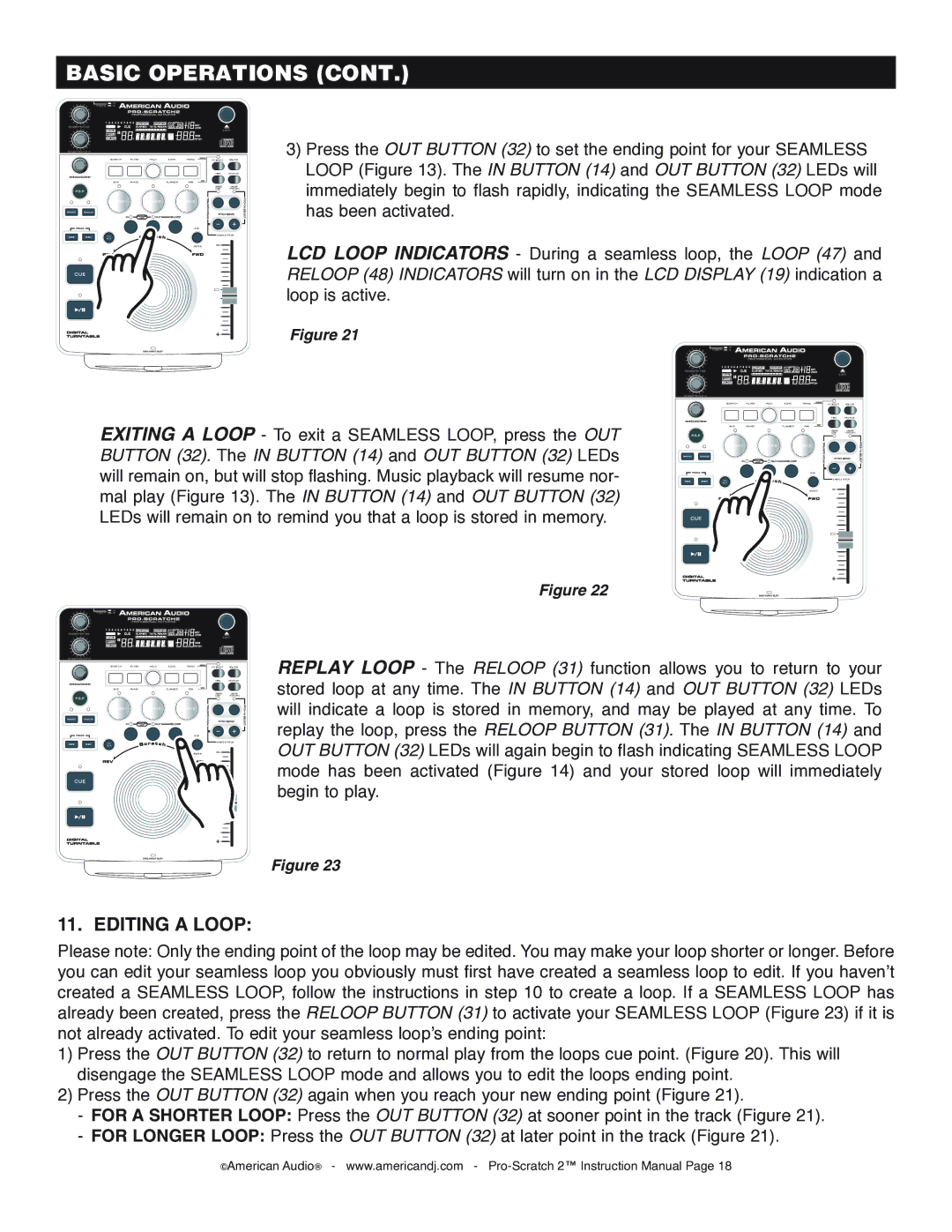 American Audio Pro-Scratch 2 manual Editing a Loop 