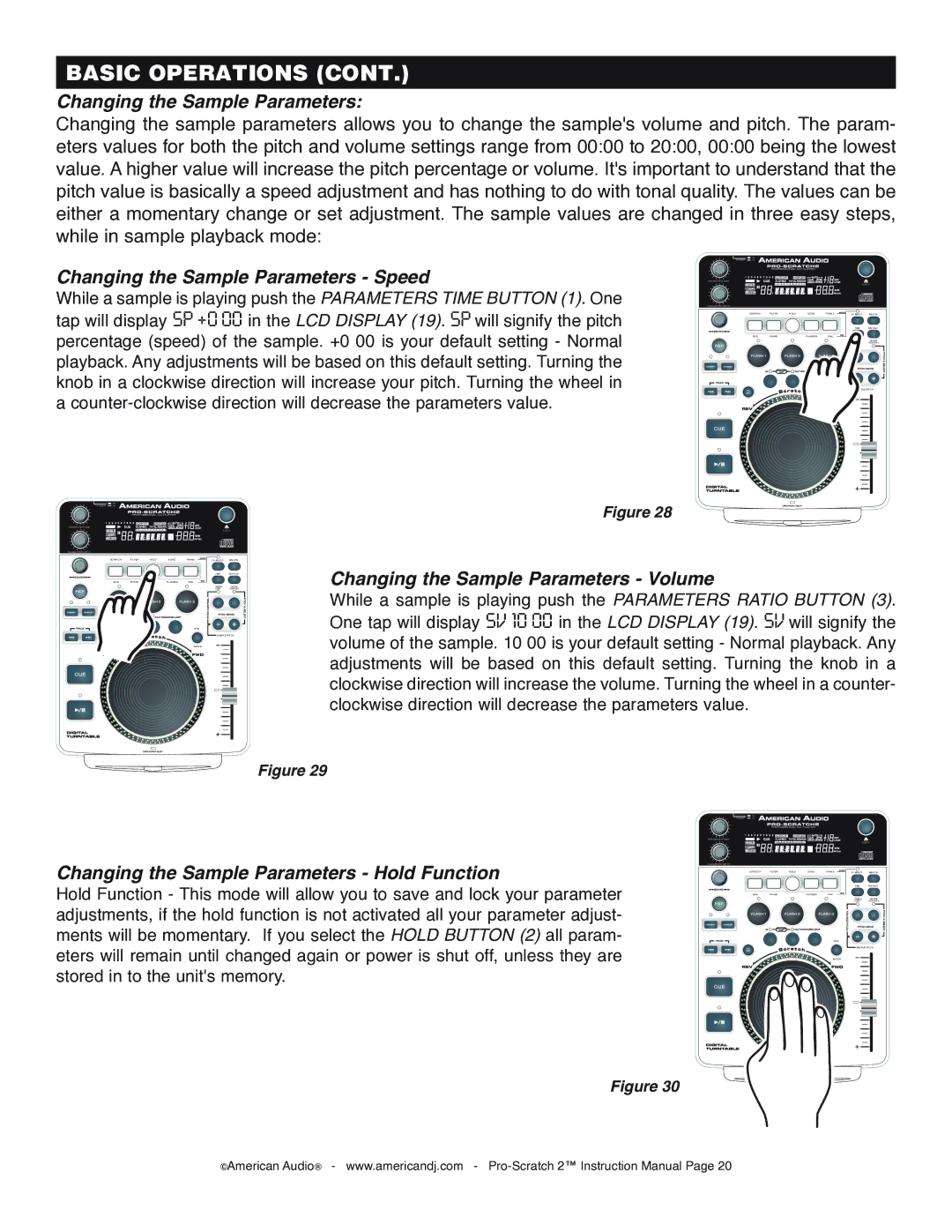 American Audio Pro-Scratch 2 manual Changing the Sample Parameters 