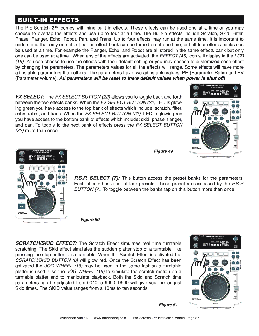 American Audio Pro-Scratch 2 manual BUILT-IN Effects, More than once 