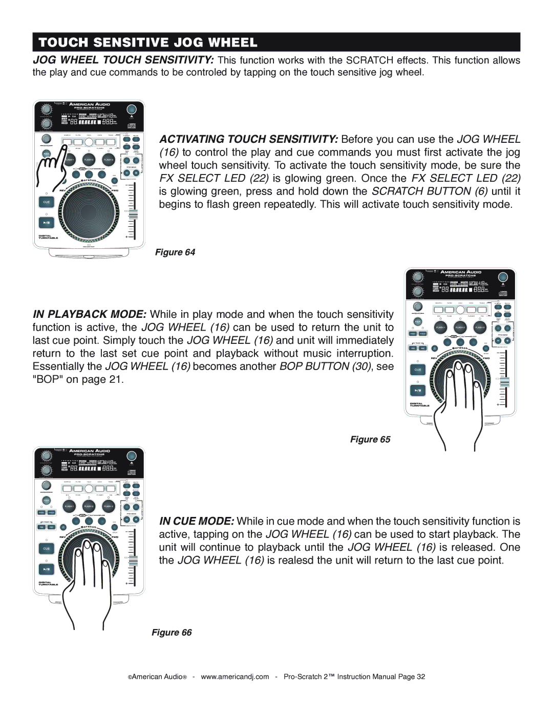 American Audio Pro-Scratch 2 manual Touch Sensitive JOG Wheel 