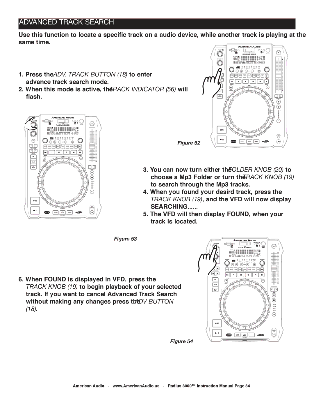 American Audio Radius 3000 manual Advanced Track Search 