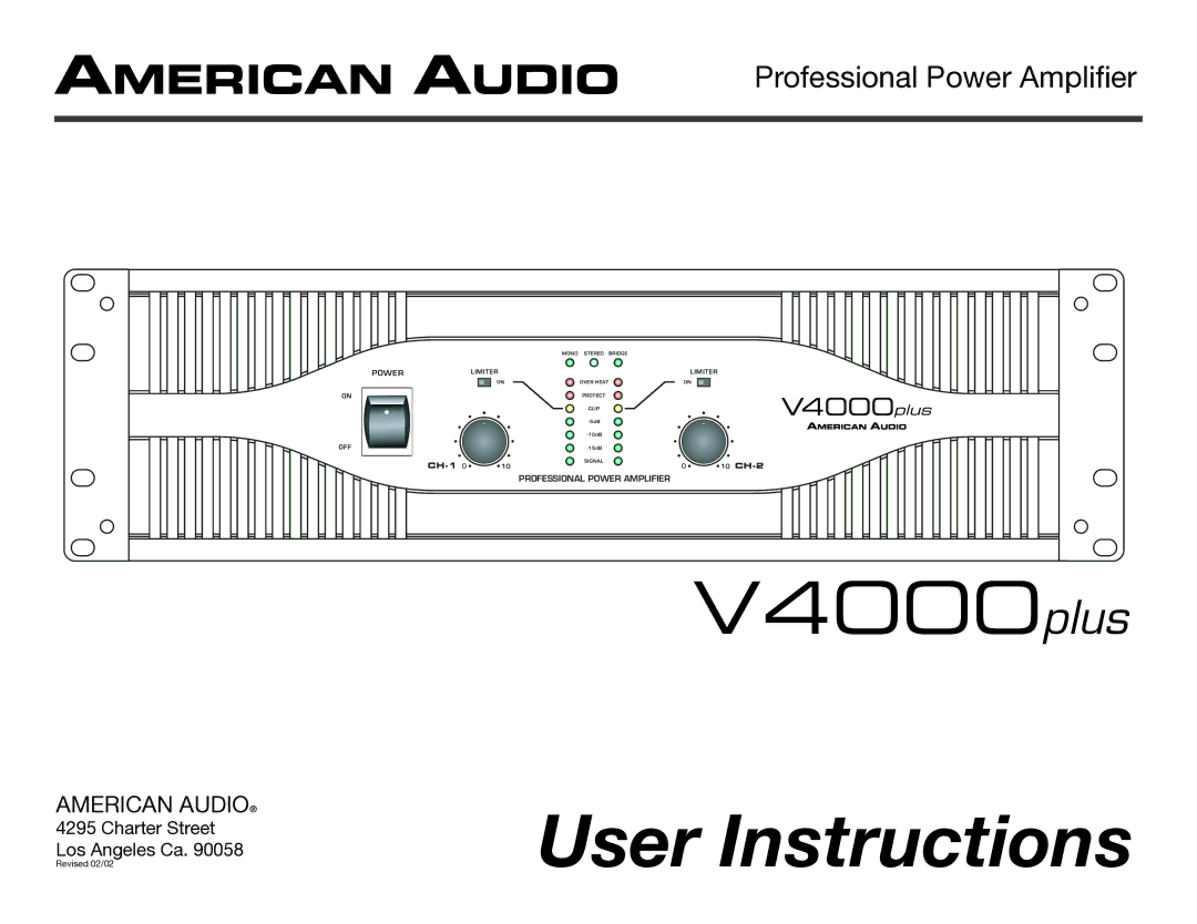 American Audio V4000 plus manual User Instructions 