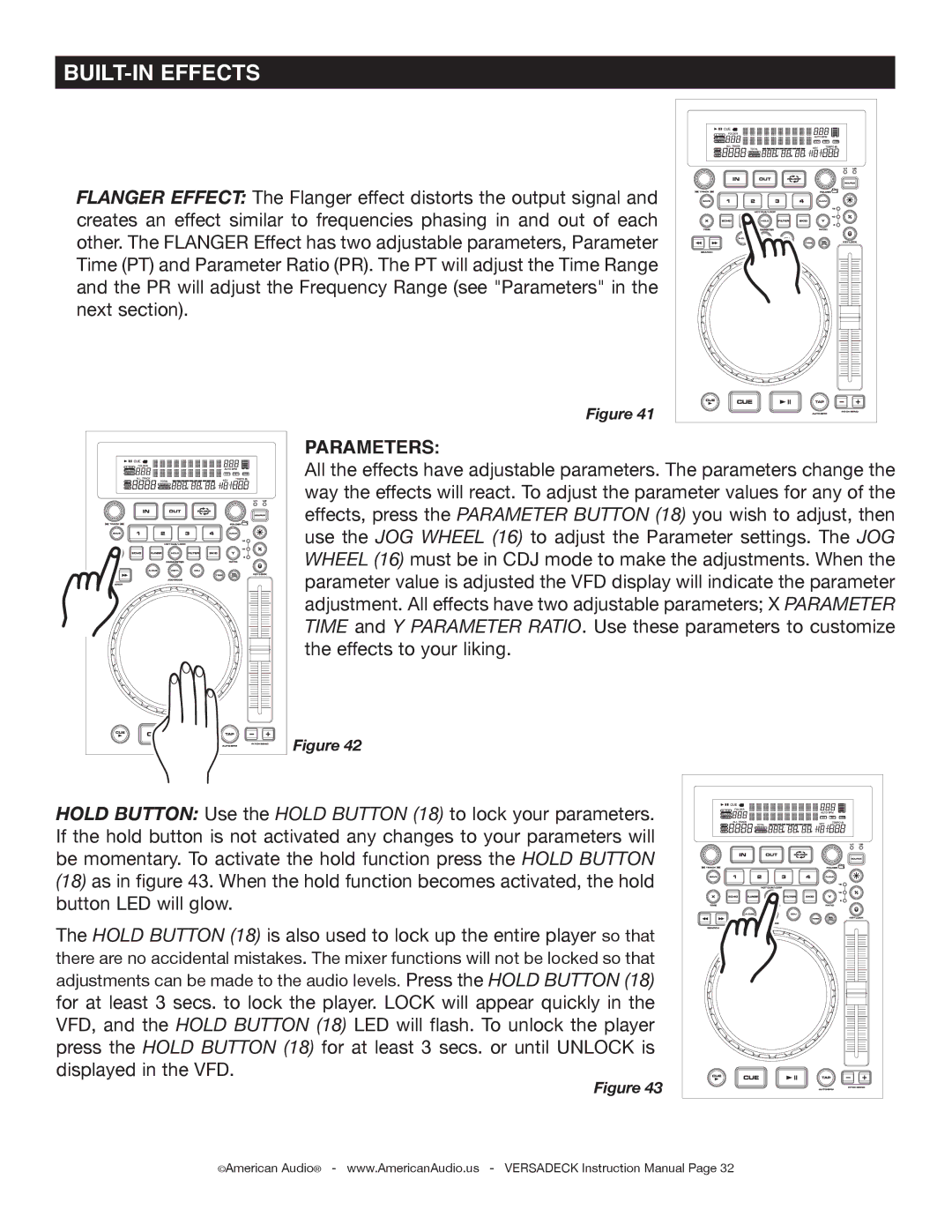 American Audio Versadeck manual Parameters 