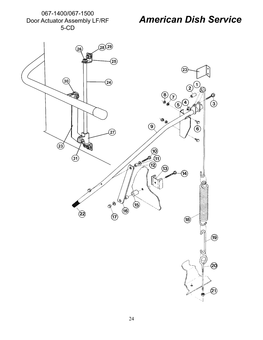 American Dish Service 5-CD LF/RF manual 067-1400/067-1500 Door Actuator Assembly LF/RF 