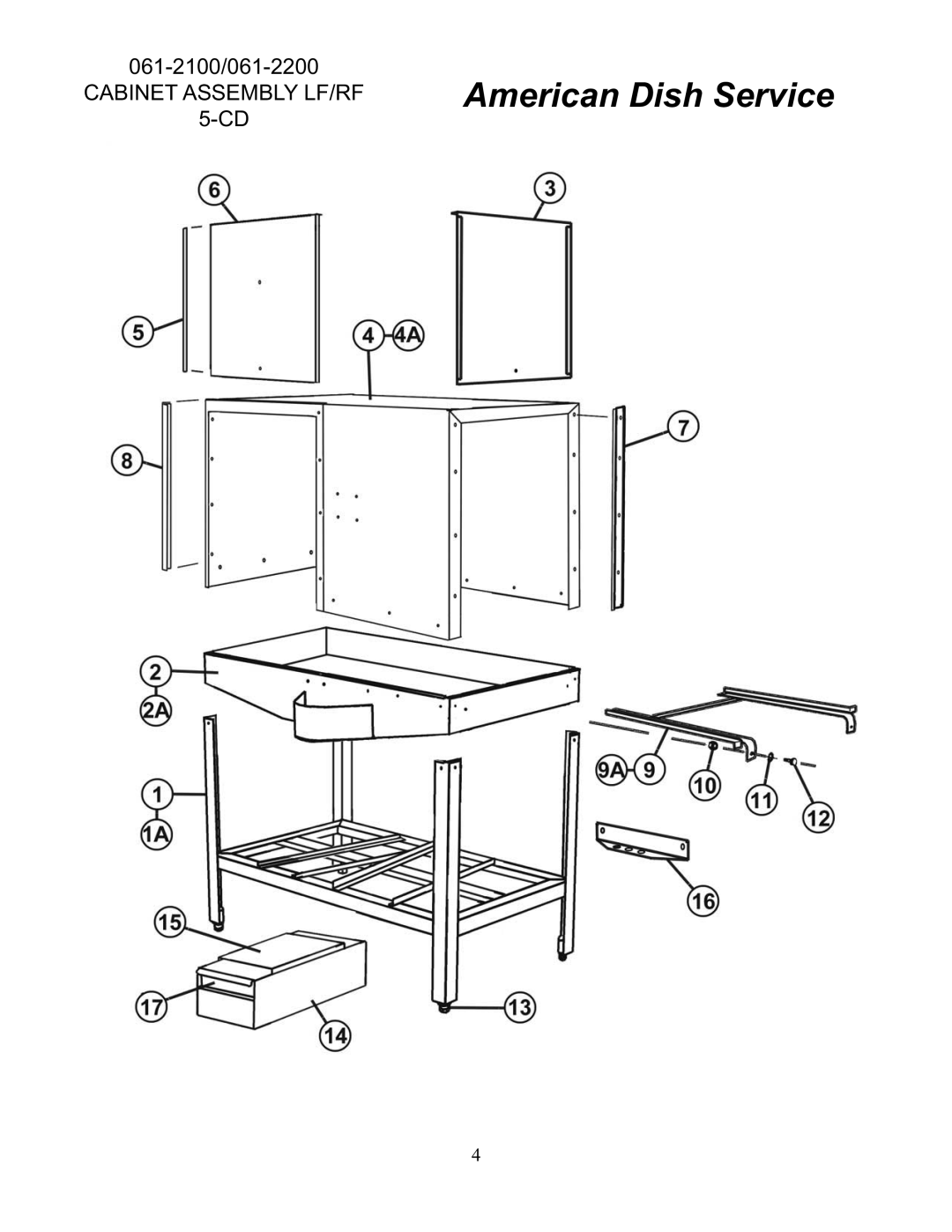 American Dish Service 5-CD LF/RF manual Cabinet Assembly LF/RF 