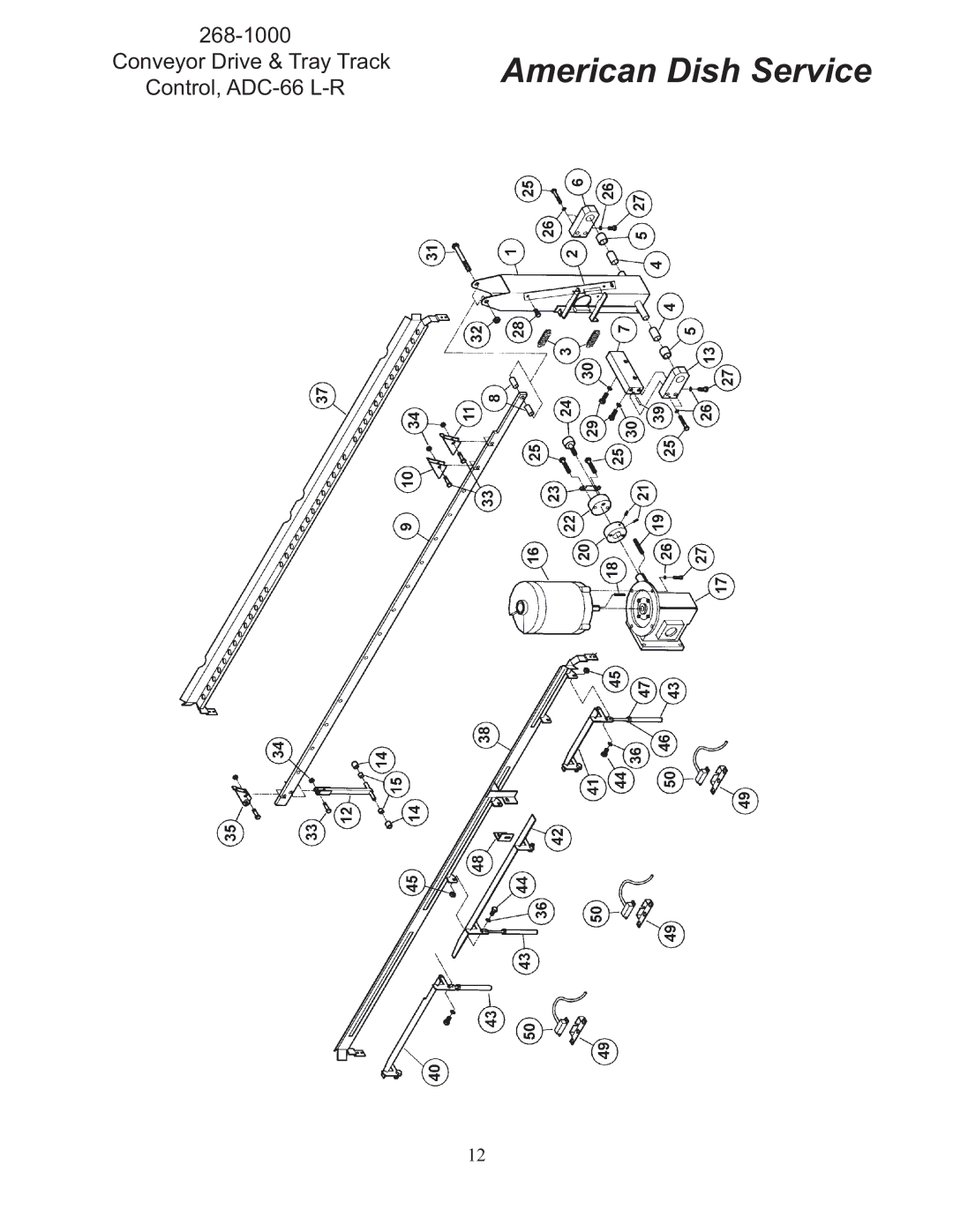 American Dish Service ADC-66 L-R/R-L manual Conveyor Drive & Tray Track Control, ADC-66 L-R 