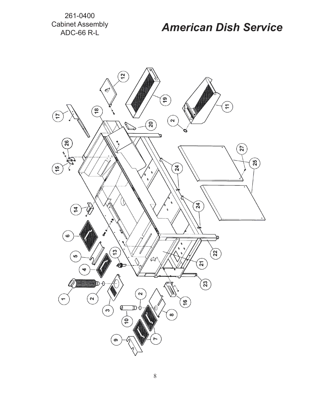 American Dish Service ADC-66 L-R/R-L manual Cabinet Assembly ADC-66 R-L 