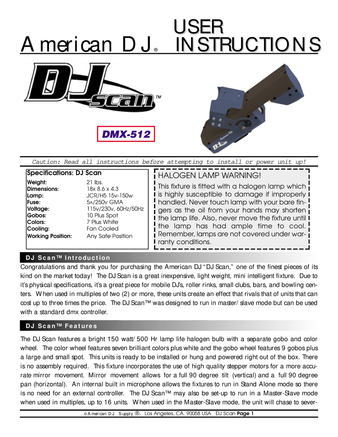 American DJ DMX-512 specifications User 