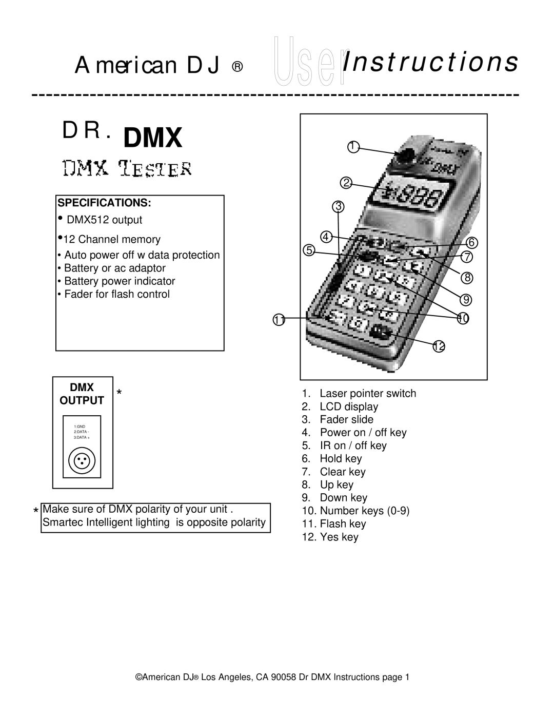 American DJ Dr. DMX specifications Dr. Dmx, Specifications 