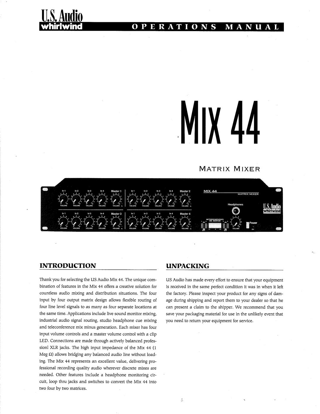 American DJ Mix 44 manual 