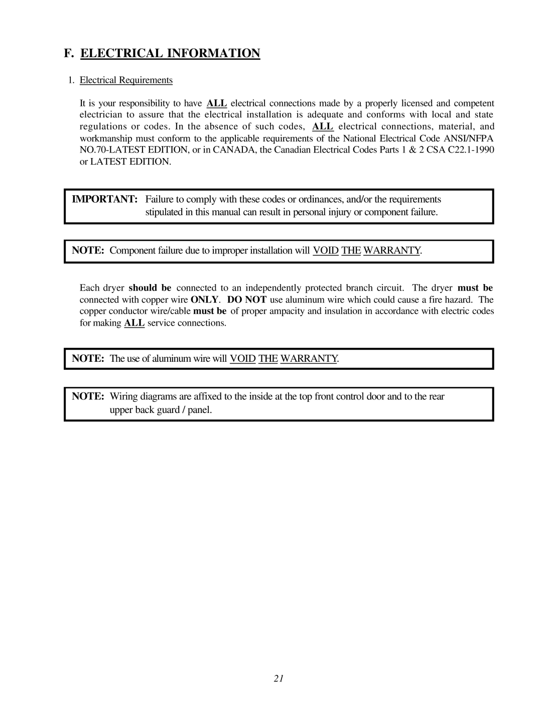 American Dryer AD-120ES manual Electrical Information 