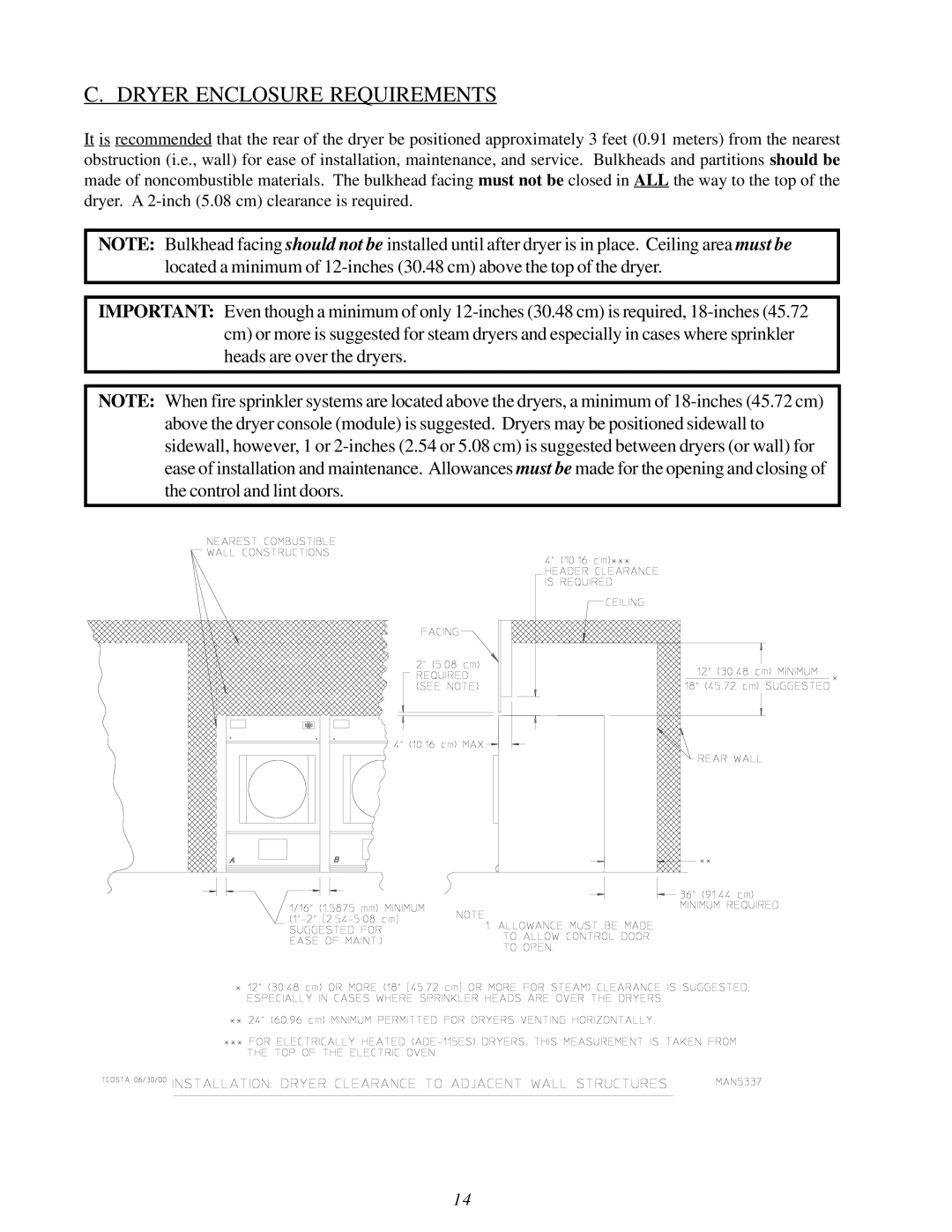 American Dryer Corp AD-115ES II installation manual Dryer Enclosure Requirements 