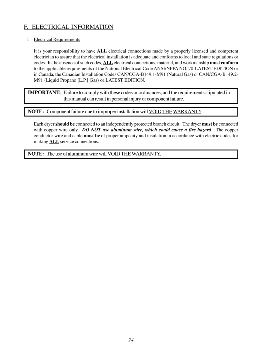 American Dryer Corp AD-115ES II installation manual Electrical Information 