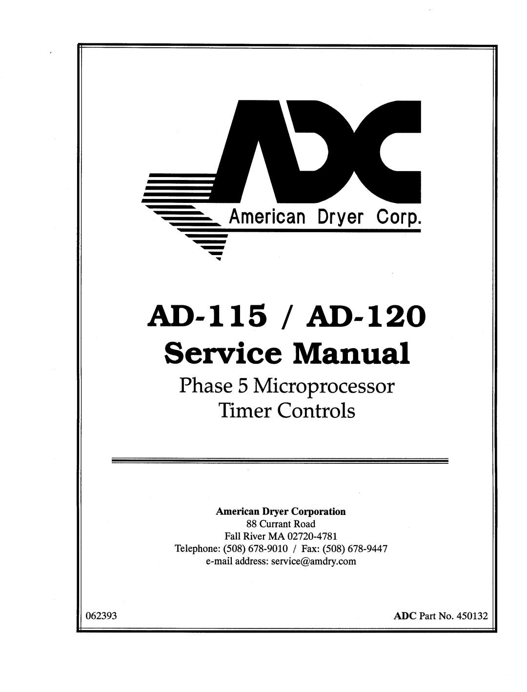 American Dryer Corp AD-115, AD-120 manual 