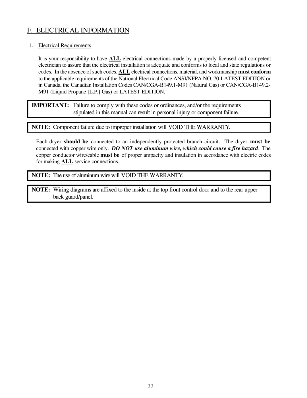 American Dryer Corp AD-120ES II installation manual Electrical Information 