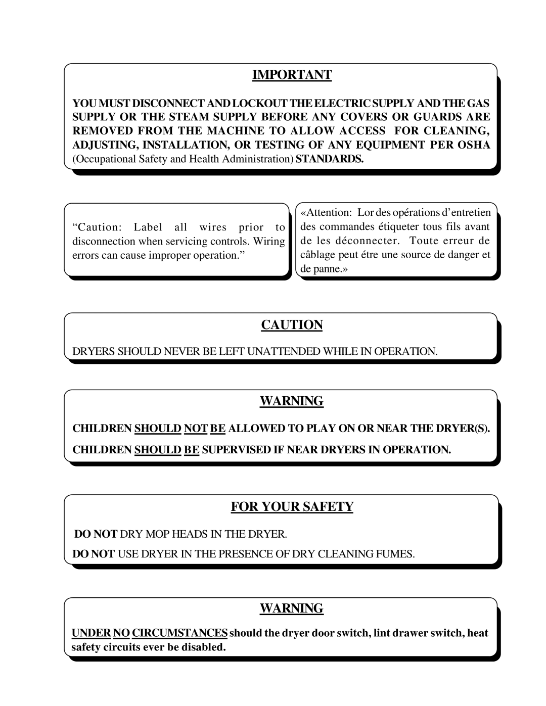 American Dryer Corp AD-120ES II installation manual For Your Safety 