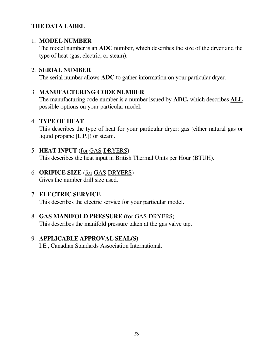 American Dryer Corp AD-120ES II installation manual Serial Number 