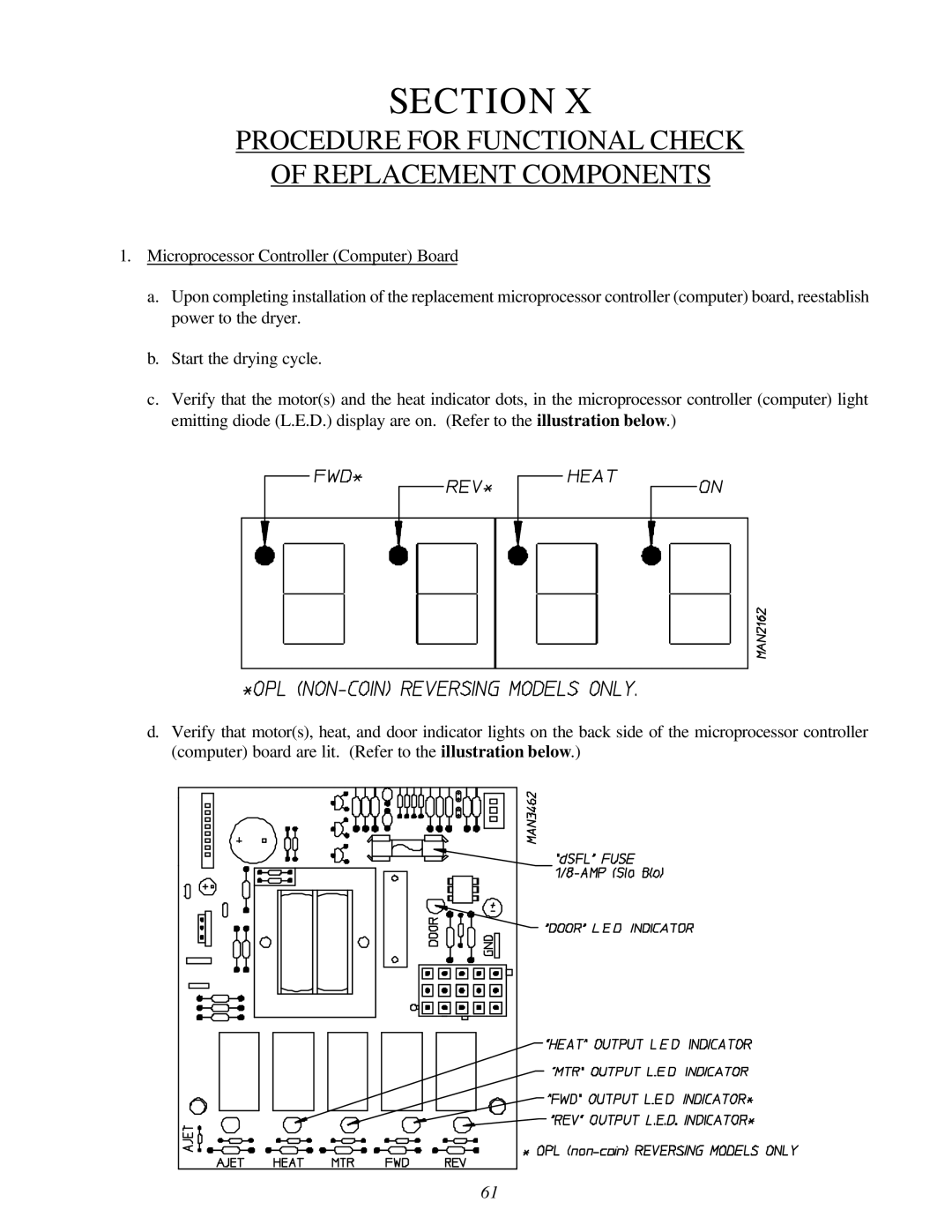 American Dryer Corp AD-120ES II installation manual Procedure for Functional Check Replacement Components 