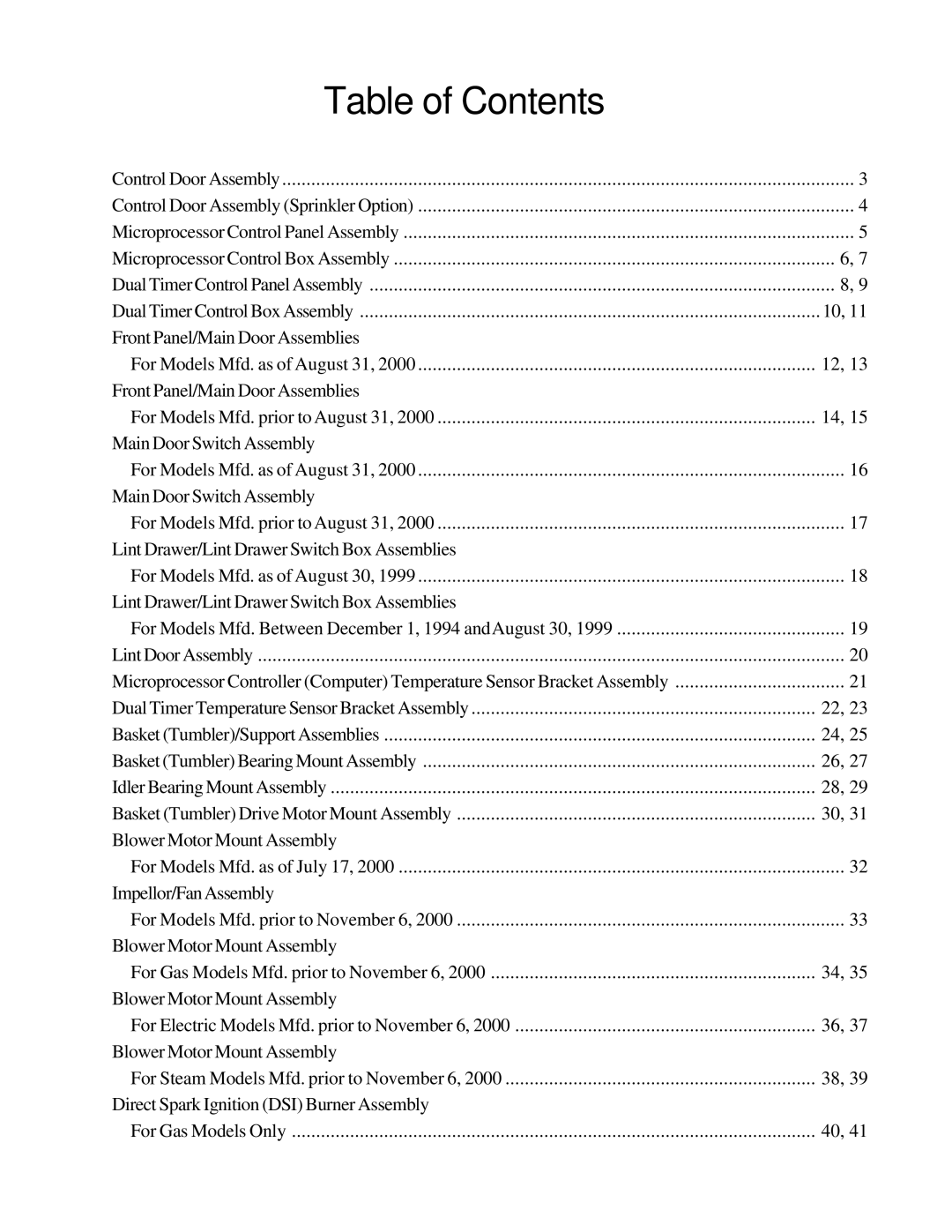 American Dryer Corp AD-120ES manual Table of Contents 