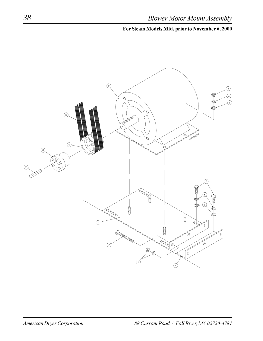 American Dryer Corp AD-120ES manual For Steam Models Mfd. prior to November 6 