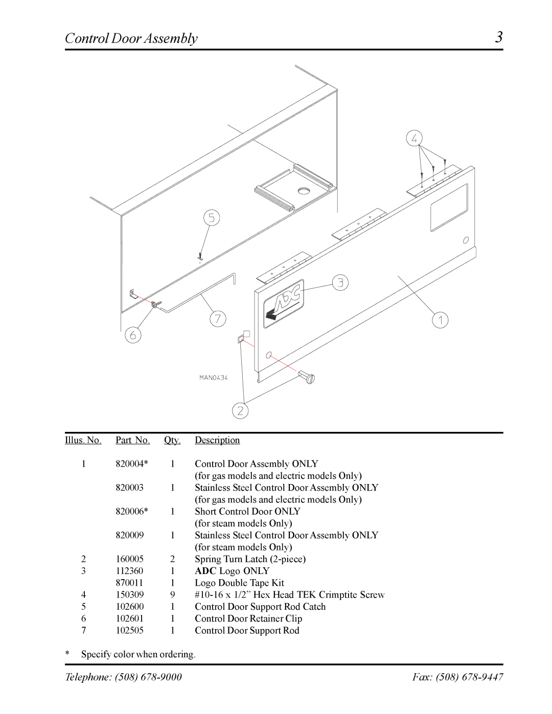 American Dryer Corp AD-120ES manual Control Door Assembly 