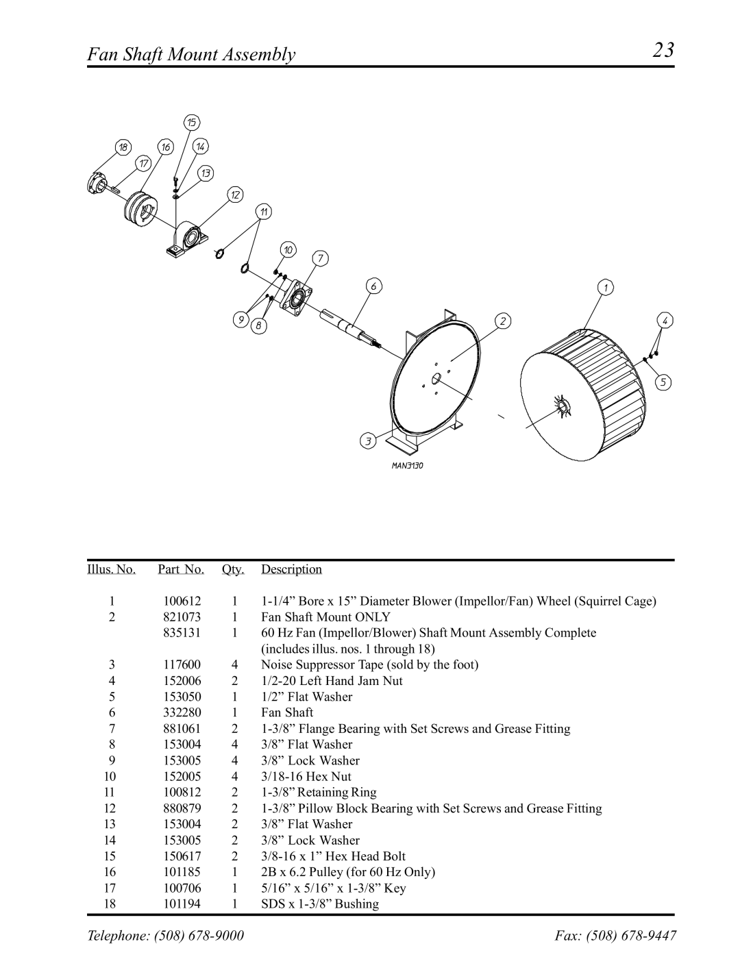 American Dryer Corp AD-145 manual Fan Shaft Mount Assembly 