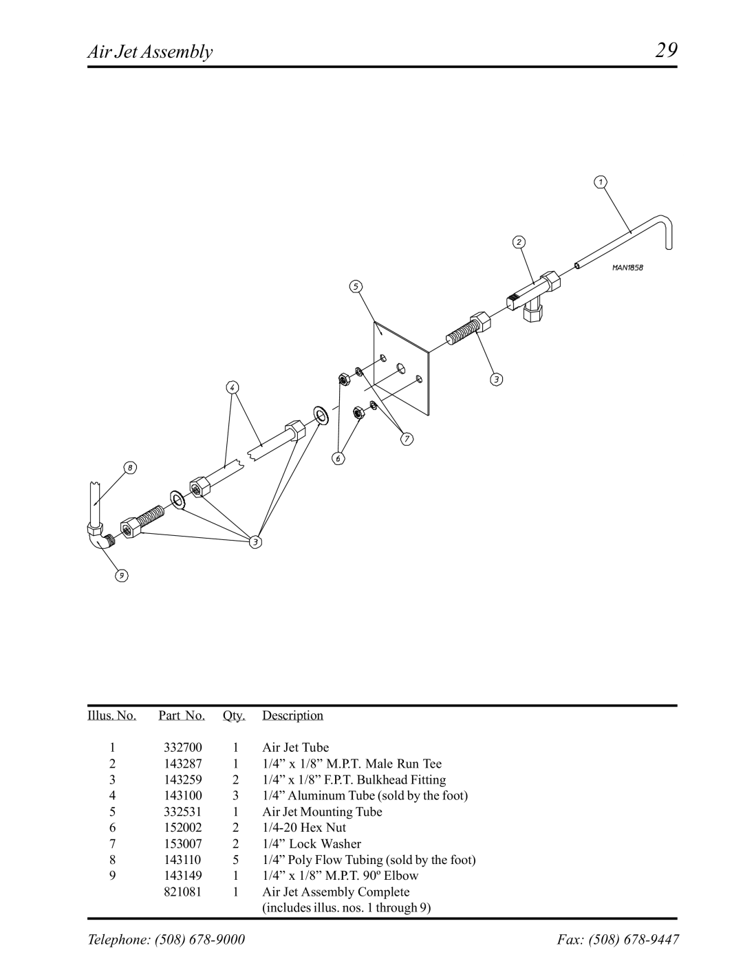 American Dryer Corp AD-145 manual Air Jet Assembly 