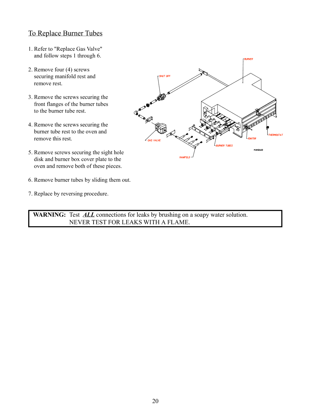 American Dryer Corp AD-170 service manual To Replace Burner Tubes 