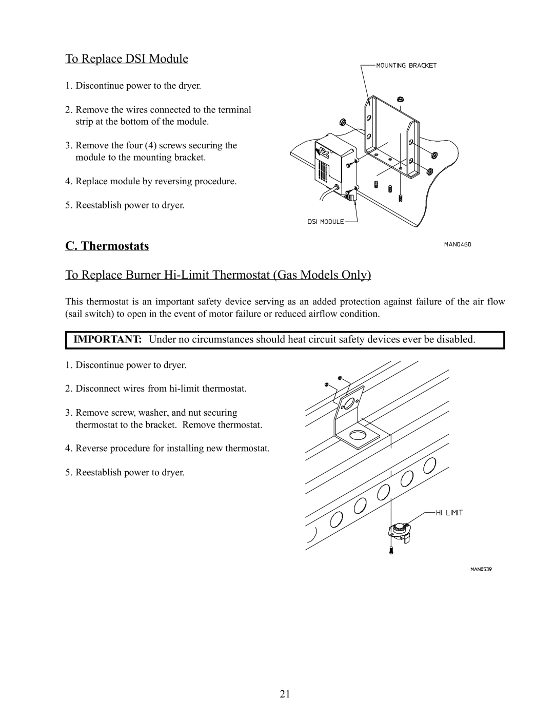 American Dryer Corp AD-170 service manual To Replace DSI Module 