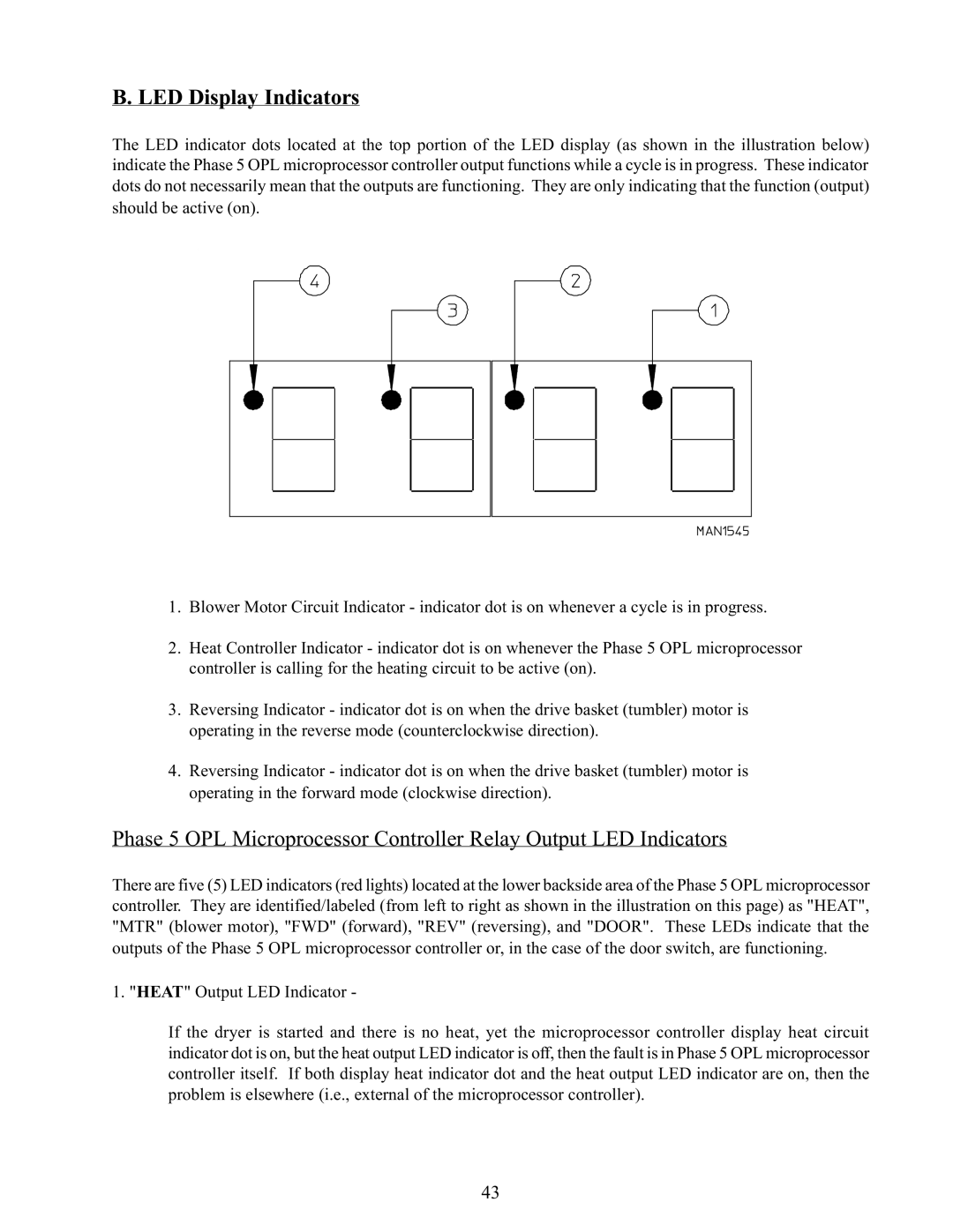 American Dryer Corp AD-170 service manual LED Display Indicators 