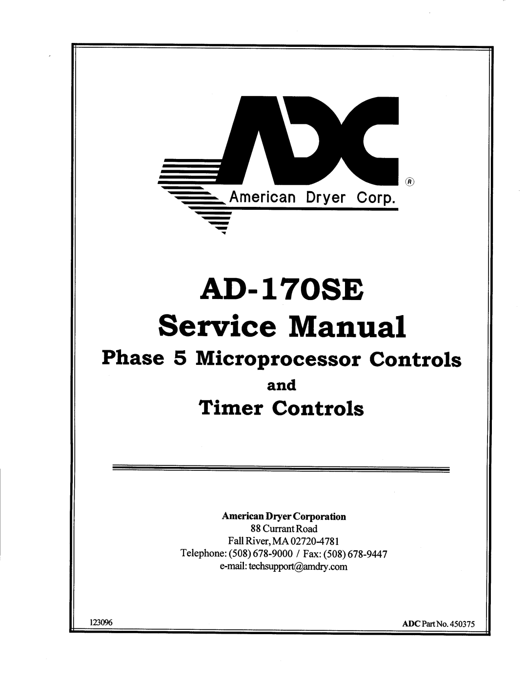 American Dryer Corp AD-170SE manual 