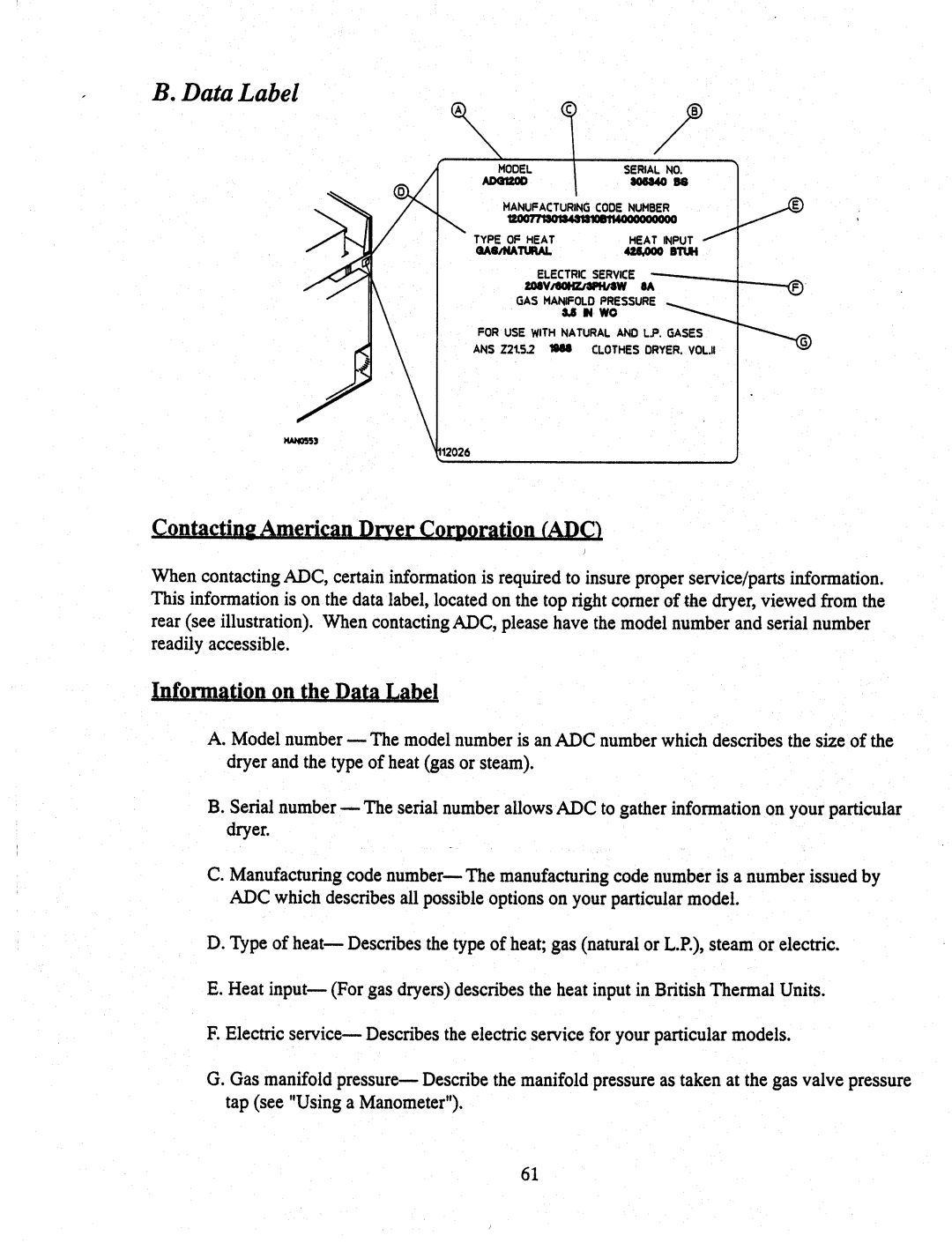 American Dryer Corp AD-170SE manual 