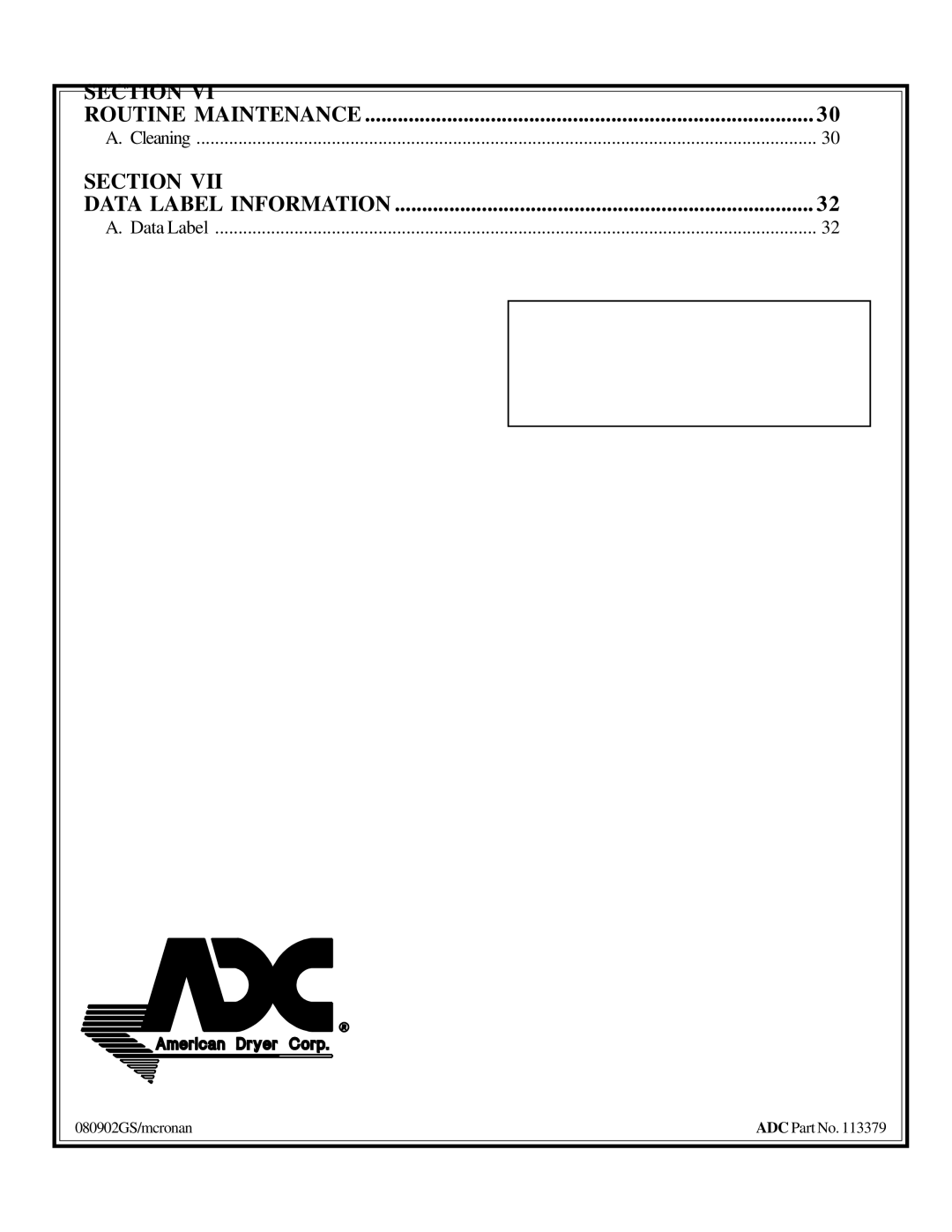 American Dryer Corp AD-20 installation manual Routine Maintenance 