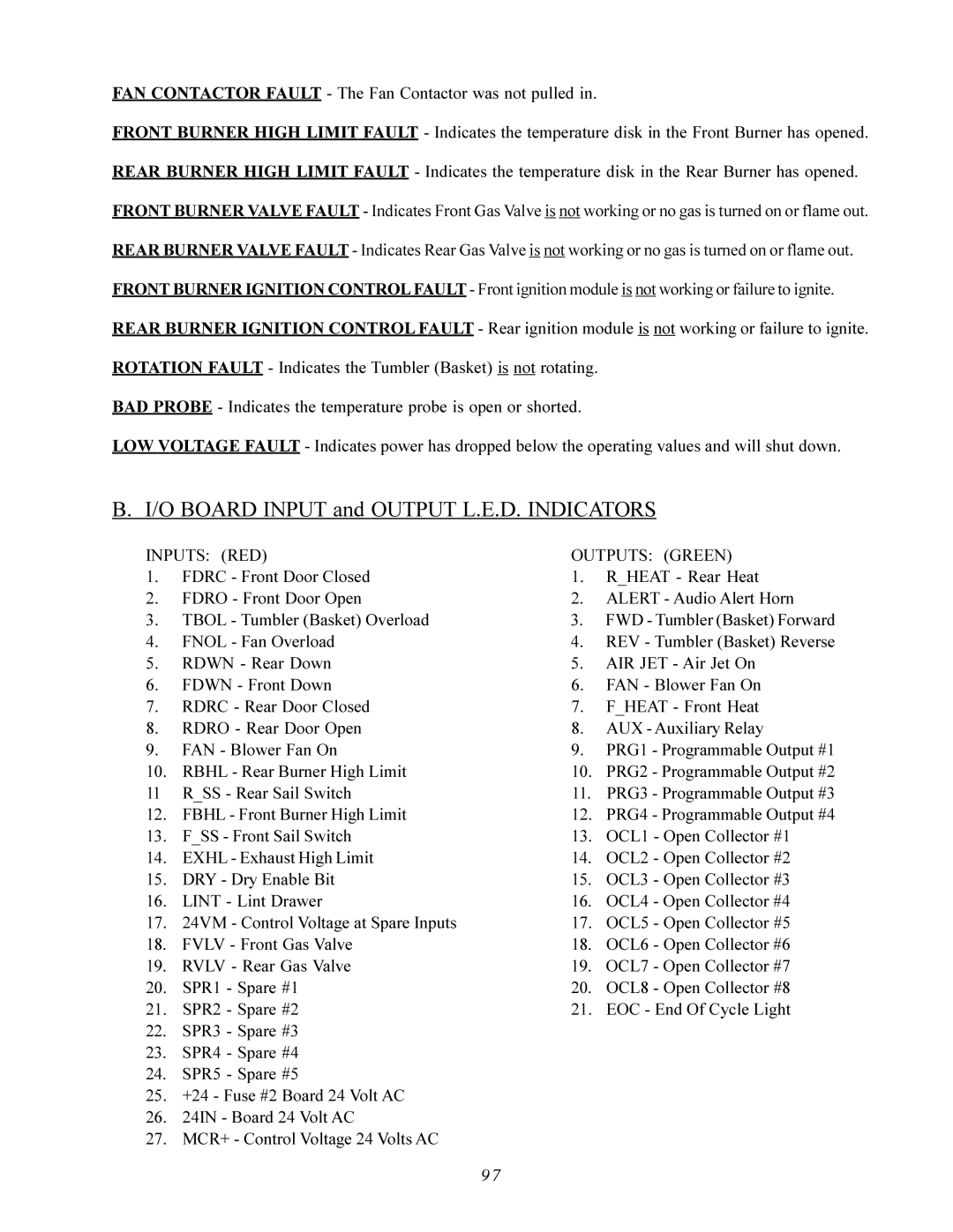 American Dryer Corp AD-200 PHASE 7 service manual FAN Contactor Fault The Fan Contactor was not pulled, Fnol Fan Overload 