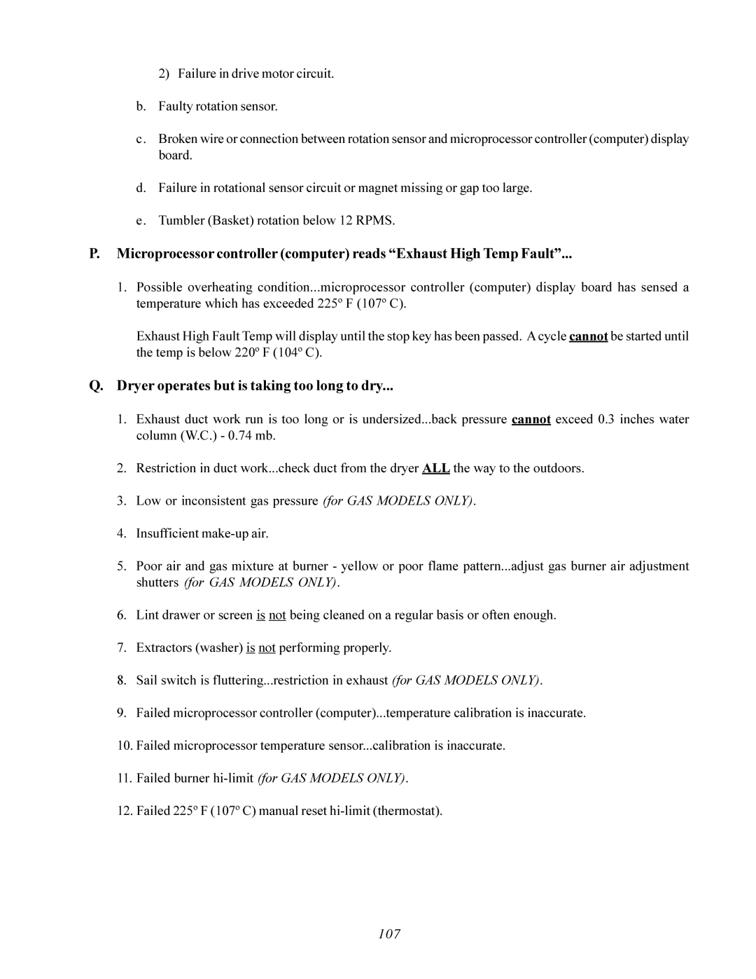 American Dryer Corp AD-200 PHASE 7 service manual Dryer operates but is taking too long to dry 