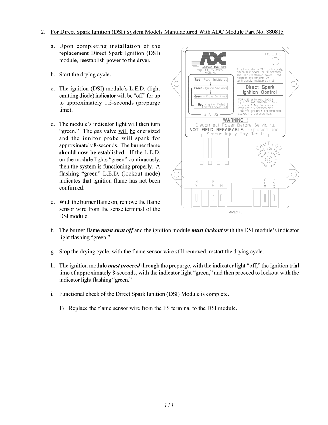 American Dryer Corp AD-200 PHASE 7 service manual 111 