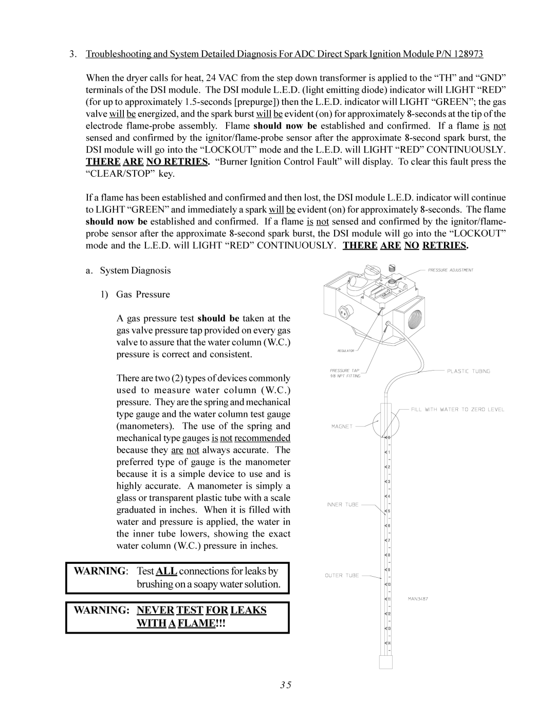 American Dryer Corp AD-200 PHASE 7 service manual With a Flame 