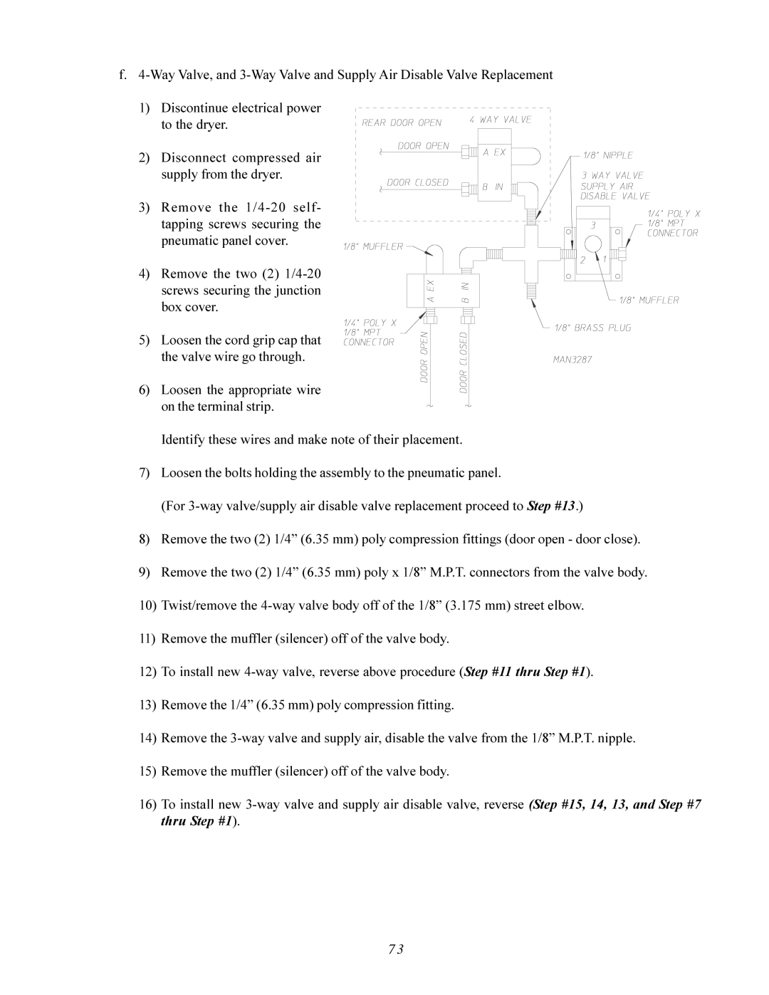 American Dryer Corp AD-200 PHASE 7 service manual Loosen the cord grip cap that the valve wire go through 