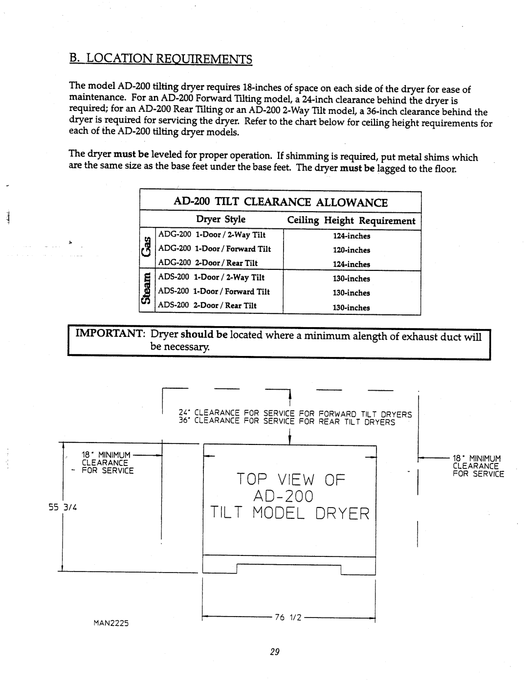 American Dryer Corp AD-200 Tilting manual 