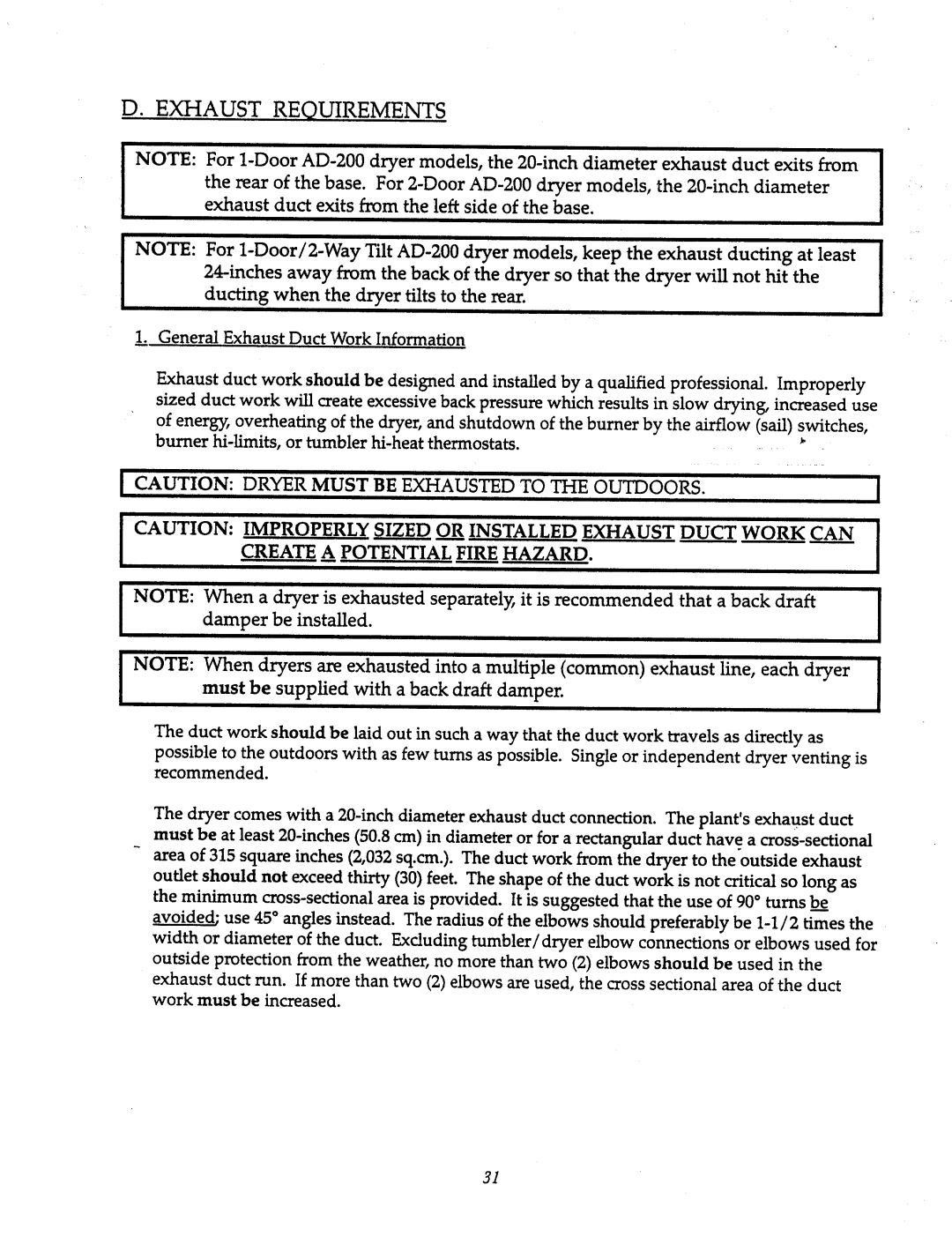 American Dryer Corp AD-200 Tilting manual 