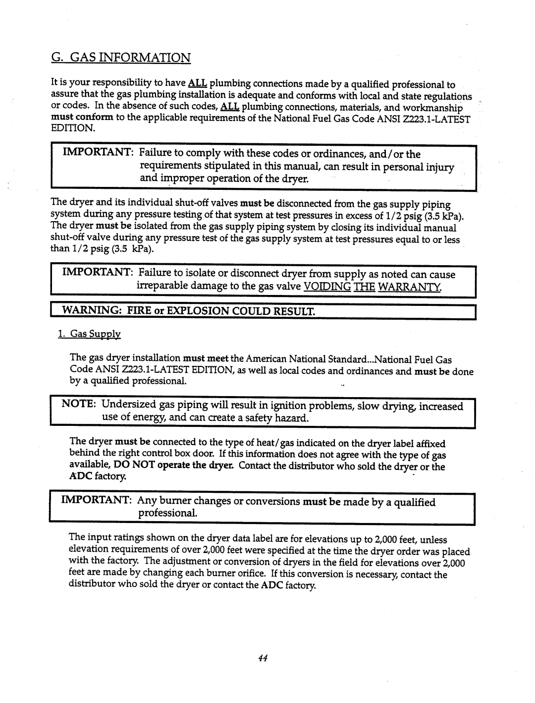 American Dryer Corp AD-200 Tilting manual 