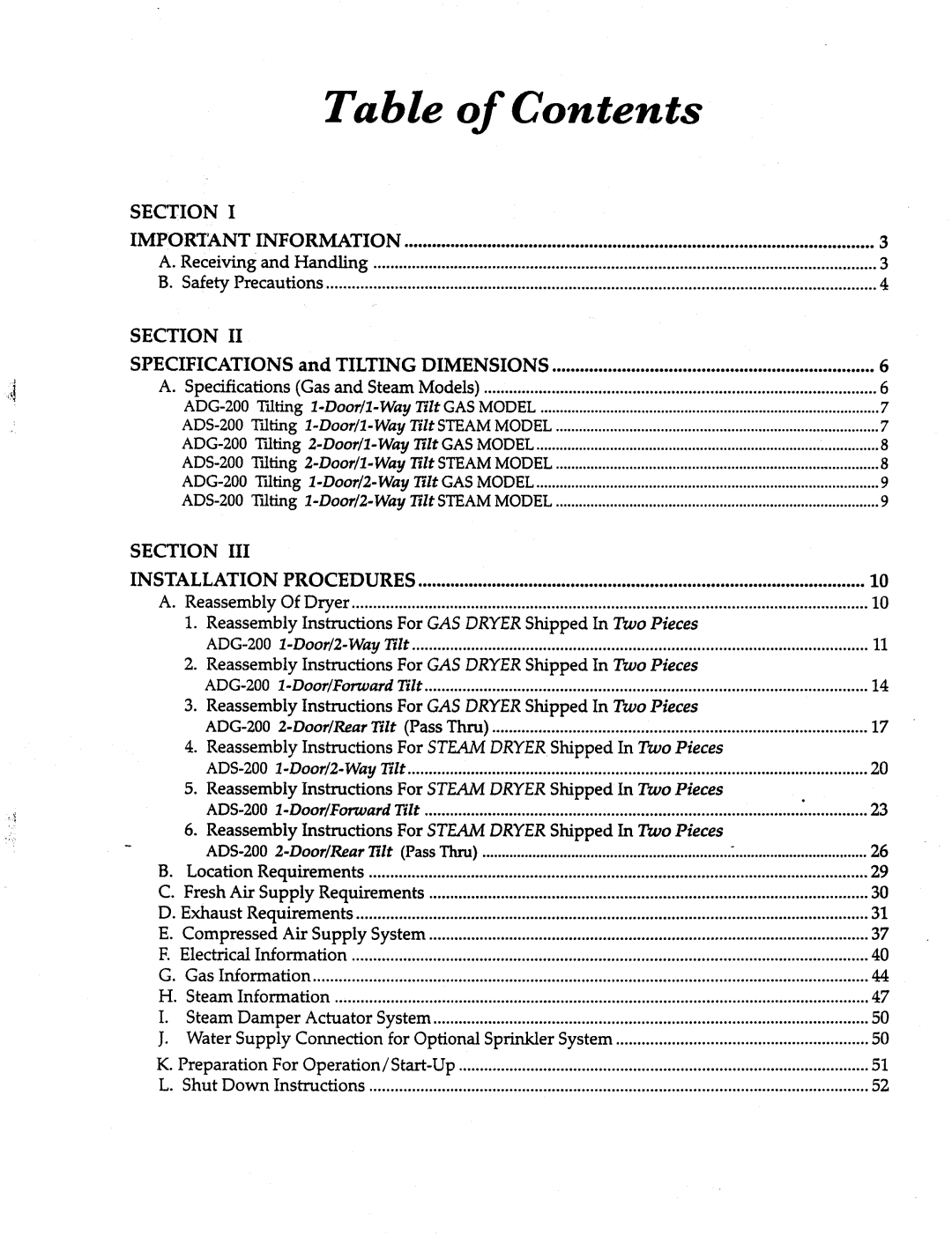 American Dryer Corp AD-200 Tilting manual 