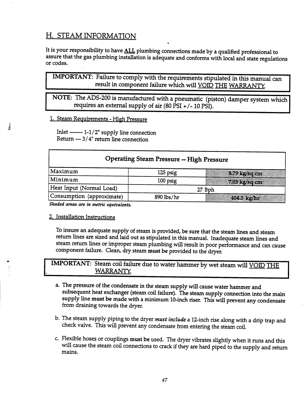 American Dryer Corp AD-200 Tilting manual 