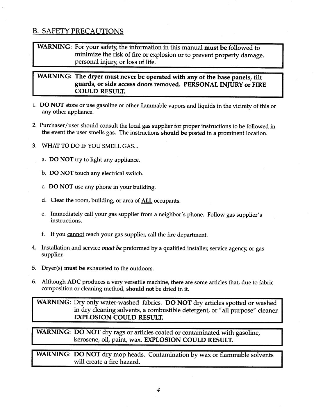 American Dryer Corp AD-200 Tilting manual 